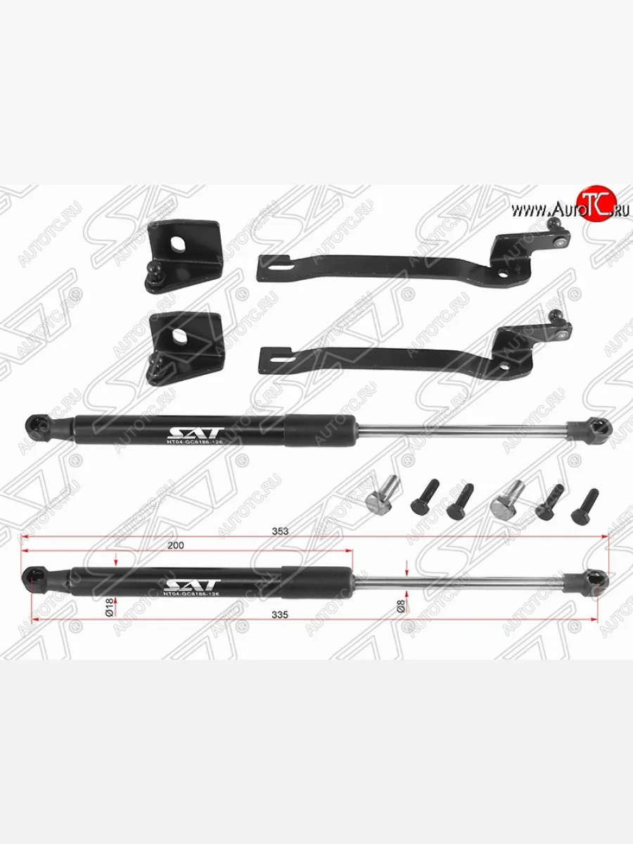 Упор капота SAT (газовый, 2 шт.) Hyundai Solaris RBr хэтчбэк дорестайлинг (2010-2014)  с доставкой в г. Керчь