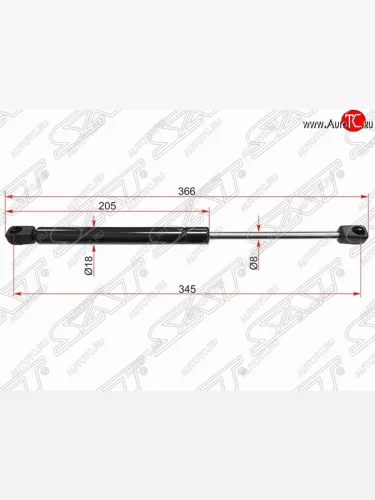 Упор крышки багажника 4D SAT (газовый) Renault Megane седан  дорестайлинг (2002-2006)