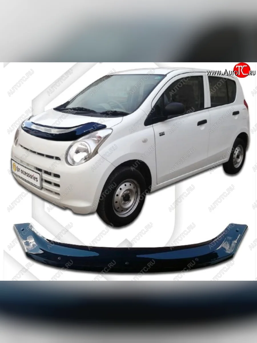 Дефлектор капота CA-Plastiс Suzuki Alto HA25-35 хэтчбэк 5 дв. (2009-2014) (Classic черный, Без надписи)  в Керчи Республика Крым