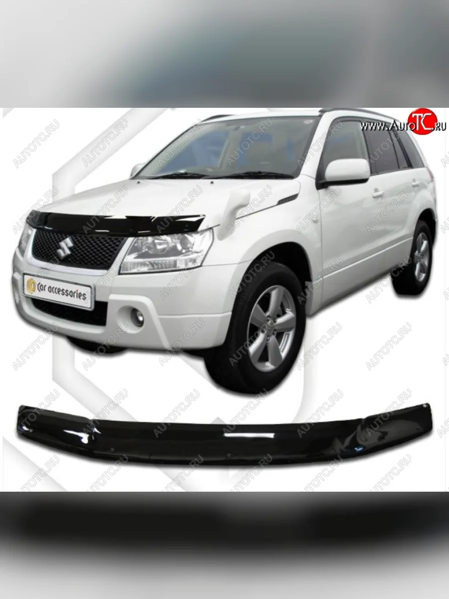 Дефлектор капота (TD54W TD94W) CA-Plastiс Suzuki Grand Vitara JT 5 дверей дорестайлинг (2005-2008) (серия Classic черный, Без надписи)  в Самаре Самарской области