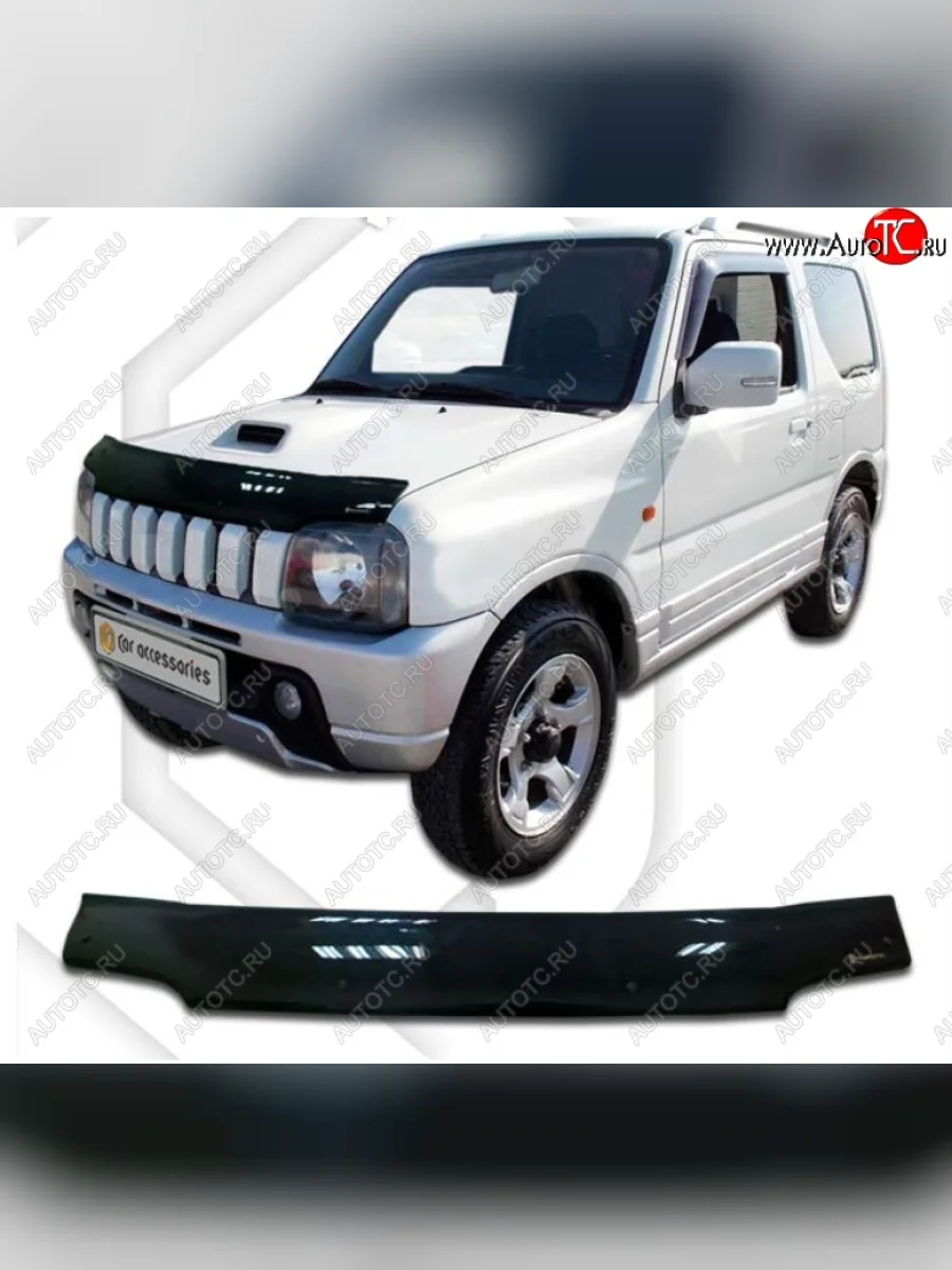 Дефлектор капота CA-Plastiс Suzuki Jimny JB23/JB43 1-ый рестайлинг (2002-2012) (Classic черный, Без надписи)  в Перми Пермском крае
