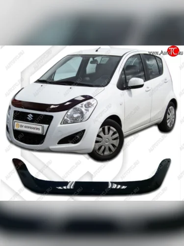 Дефлектор капота CA-Plastiс (Classic черный) Suzuki Splash (2008-2015)
