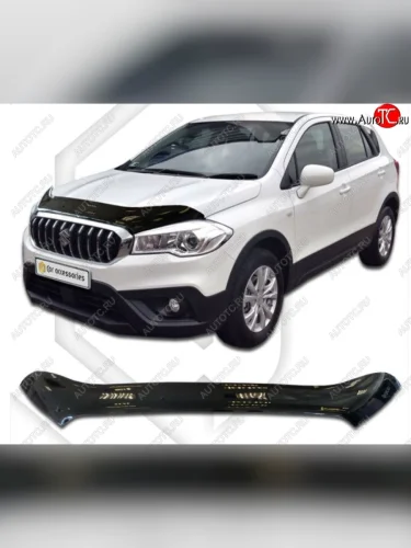 Дефлектор капота CA-Plastiс (Classic черный) Suzuki SX4 JAB, JYA хэтчбэк рестайлинг (2016-2021)