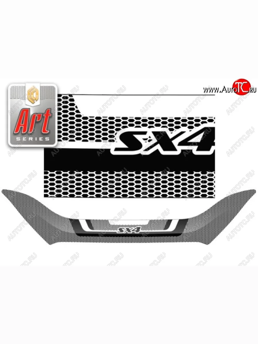 Дефлектор капота CA-Plastiс Suzuki SX4 JAB, JYA хэтчбэк рестайлинг (2016-2021) (Серия Art белая)  в Керчи Республика Крым