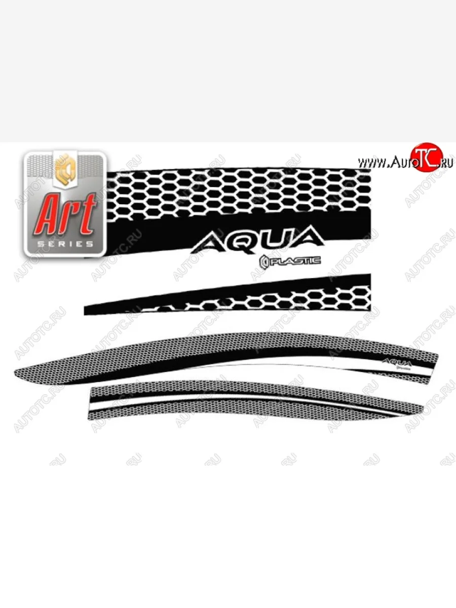 Дефлектора окон CA-Plastic Toyota Aqua P10 дорестайлинг (2011-2014) (Серия Art серебро, Без хром.молдинга)  в Самаре Самарской области