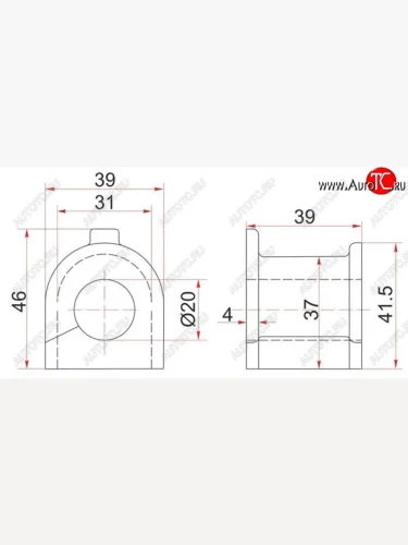Резиновая втулка заднего стабилизатора (D=20) SAT Toyota Caldina T240 универсал дорестайлинг (2002-2004)