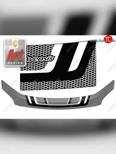 Дефлектор капота CA-Plastiс (Серия Art белая) Toyota Avensis T250 седан дорестайлинг (2003-2006)