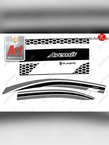 Дефлектора окон CA-Plastic (Серия Art белая) Toyota Avensis T250 седан дорестайлинг (2003-2006)