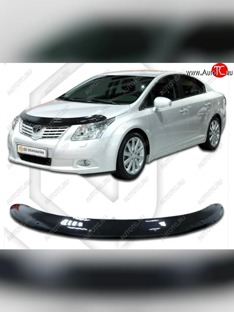 Дефлектор капота CA-Plastiс Toyota Avensis T270 универсал дорестайлинг (2008-2011) (Classic черный, Без надписи)  в Воронеже Воронежской области