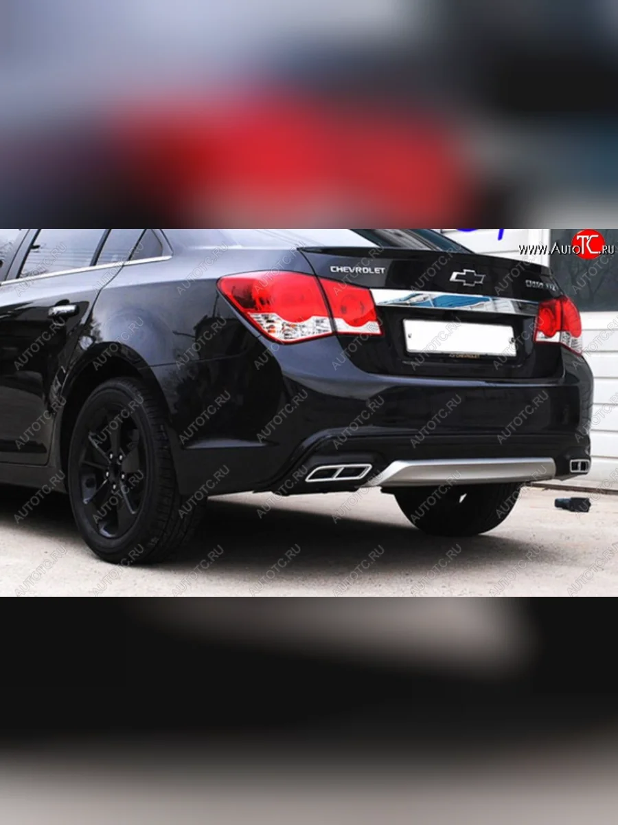 Накладка на задний бампер Extreem Chevrolet Cruze J300 седан рестайлинг (2012-2015) (Неокрашенная)  в Керчи Республика Крым