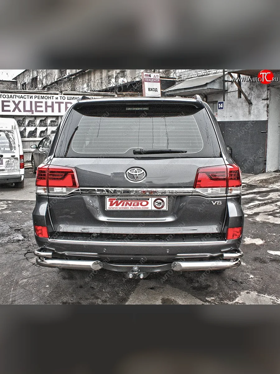 Защита заднего бампера WINBO (уголки, Ø76 и 38 мм, нержавейка) Lexus LX570 J200 дорестайлинг (2007-2012)  в Перми Пермском крае