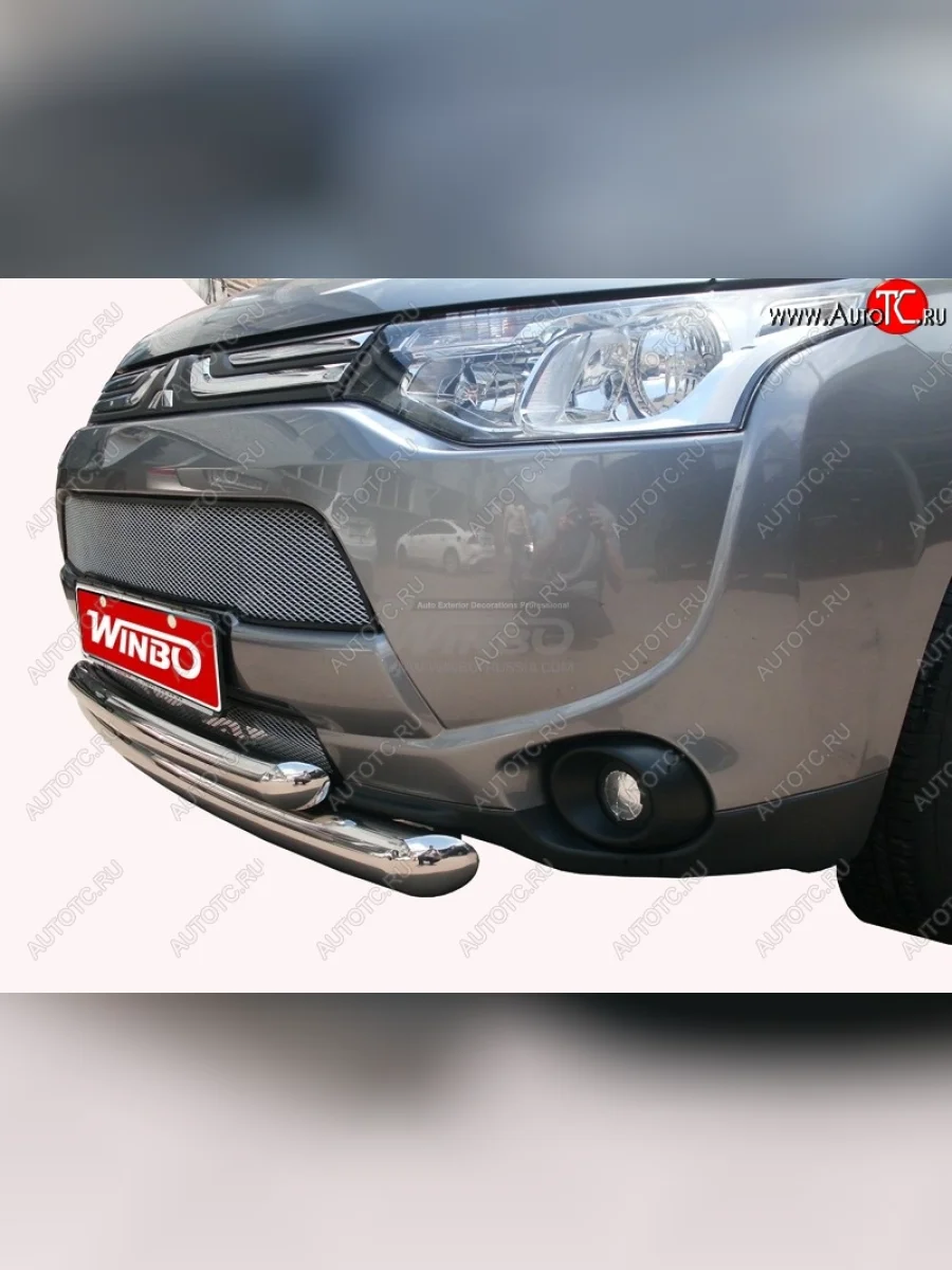 Защита переднего бампера WINBO (Ø76 и 63 мм, нержавейка) Mitsubishi Outlander GF дорестайлинг (2012-2014)  в Керчи Республика Крым
