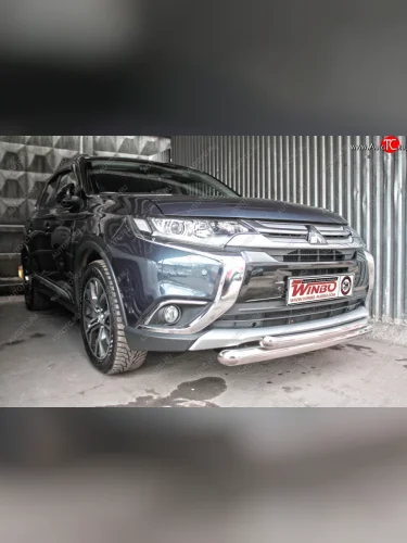Защита переднего бампера Mitsubishi Outlander 2014+ Mitsubishi Outlander GF 2-ой рестайлинг (2015-2018)