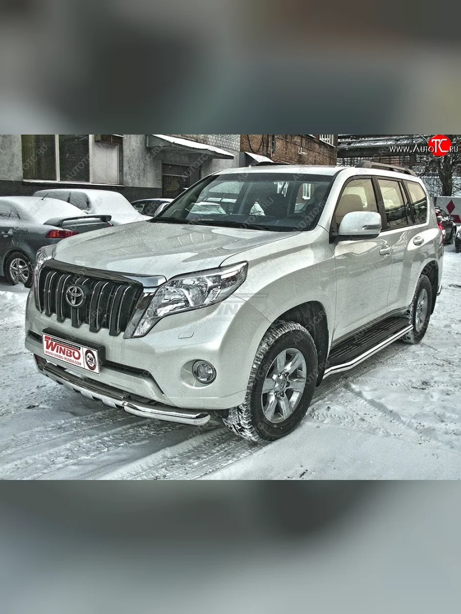 Защита переднего бампера WINBO (Ø76 мм, нержавейка) Toyota Land Cruiser Prado J150 дорестайлинг (2009-2013)  с доставкой в г. Керчь