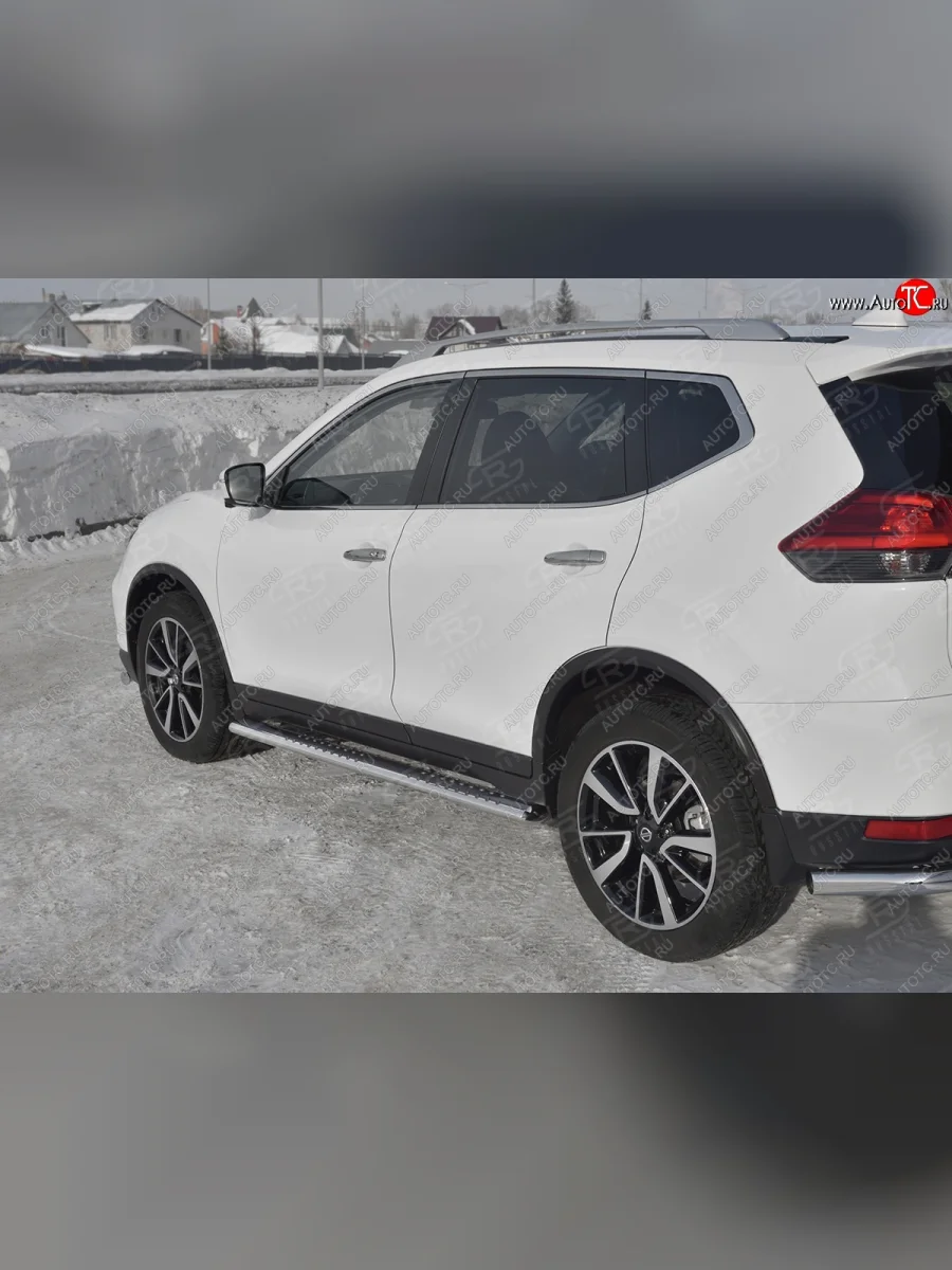 Защита порогов (Ø120x60 мм, нержавейка) Russtal Nissan X-trail 3 T32 рестайлинг (2017-2022)  в Самаре Самарской области