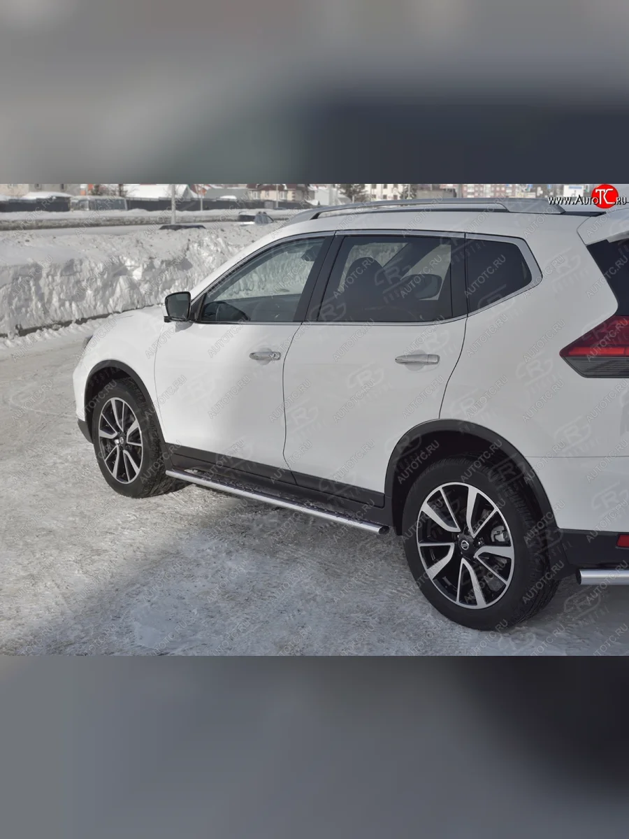 Защита порогов (Ø75x42 мм с проступью) Russtal Nissan X-trail 3 T32 рестайлинг (2017-2022)  в Самаре Самарской области