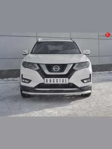 Защита переднего бампера (Ø63 мм, нержавейка) SLITKOFF Nissan X-trail 3 T32 дорестайлинг (2013-2018)