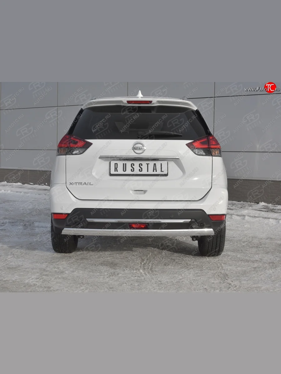 Защита заднего бампера (Ø75x42 мм, нержавейка) Russtal Nissan X-trail 3 T32 рестайлинг (2017-2022)  в Самаре Самарской области