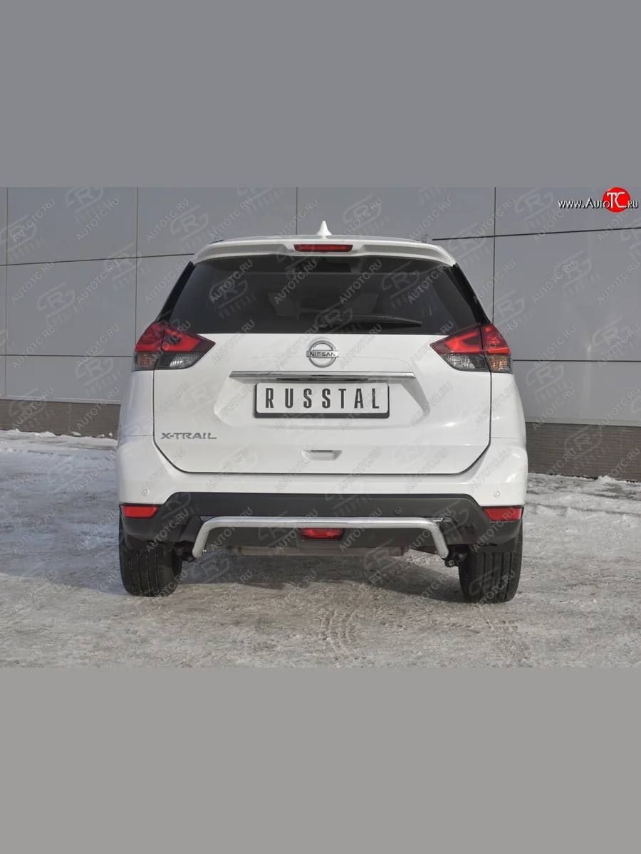 Защита заднего бампера (Ø42 мм волна, нержавейка) SLITKOFF  Nissan X-trail (2017-2022) 3 T32  с доставкой в г. Пермь