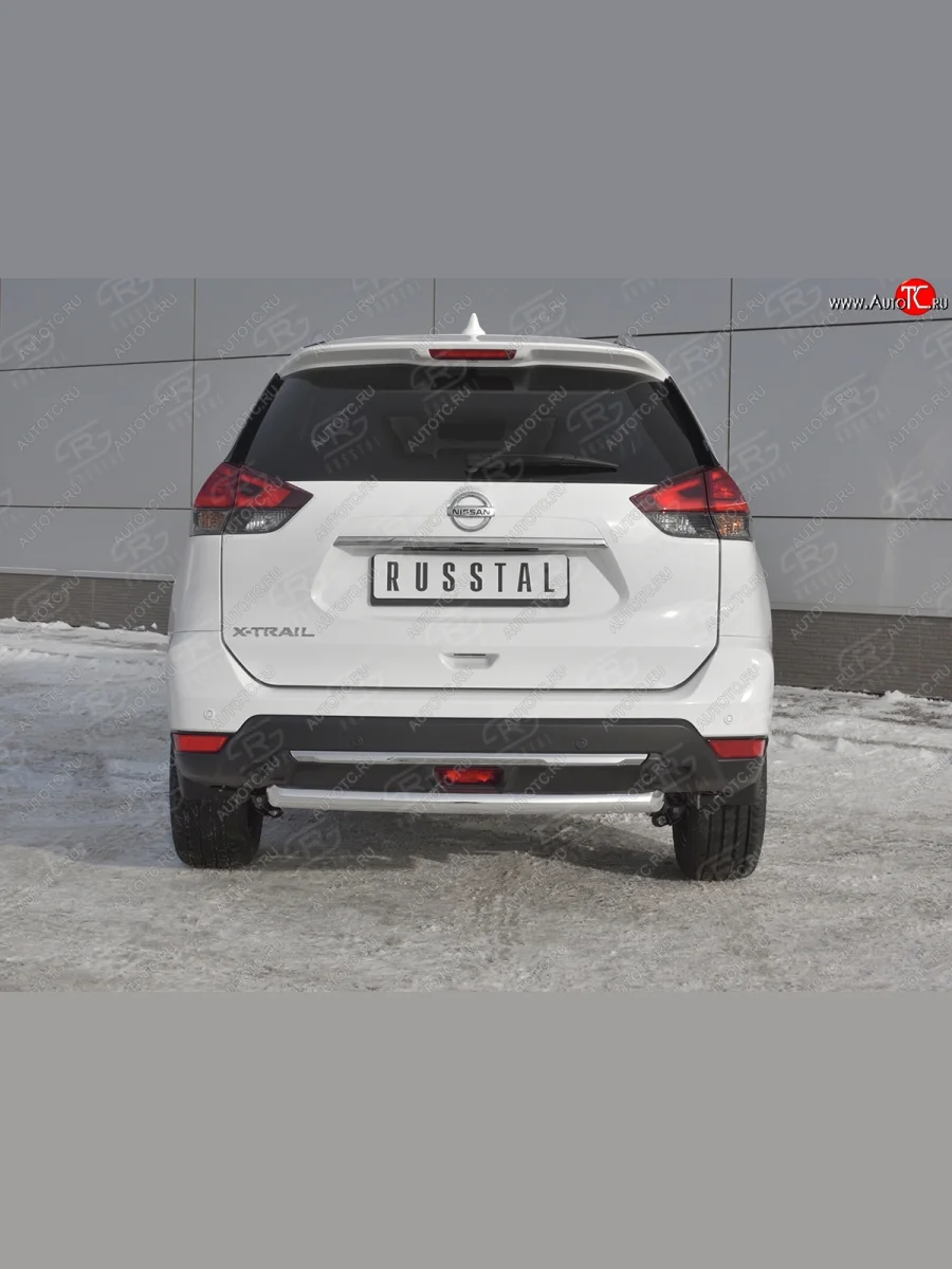 Защита заднего бампера (Ø63 мм, нержавейка) SLITKOFF Nissan X-trail 3 T32 рестайлинг (2017-2022)  в Перми Пермском крае