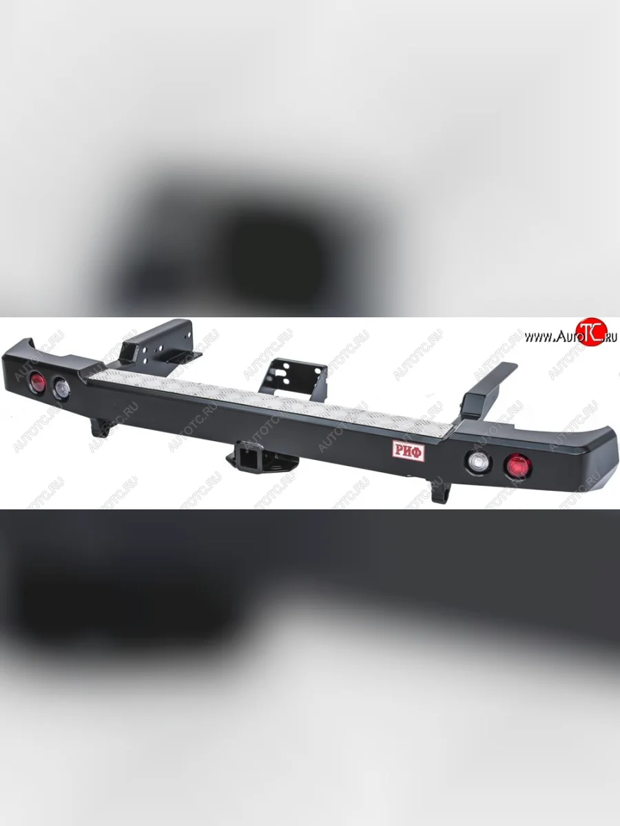 Бампер задний силовой РИФ Уаз Патриот 23632 дорестайлинг пикап (2008-2014) (С квадратом под фаркоп и фонарями)  в Керчи Республика Крым