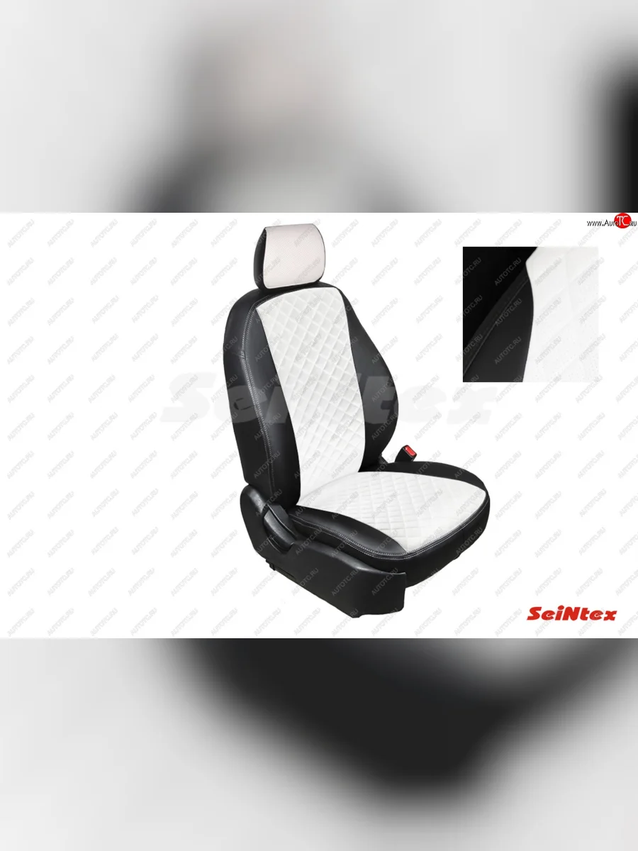 Чехлы для сидений Seintex (экокожа, ромб) Hyundai Creta GS дорестайлинг (2015-2019) (Черный, вставка белая)  в Керчи Республика Крым