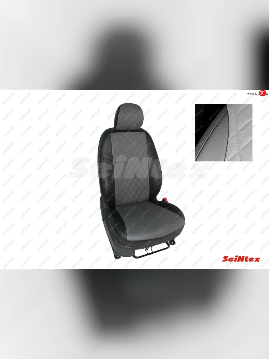 Чехлы для сидений Seintex Ромб (экокожа, заднее сидение 60/40) Hyundai Solaris HCR седан дорестайлинг (2017-2020) (Цвет: черный/серый)  в Керчи Республика Крым