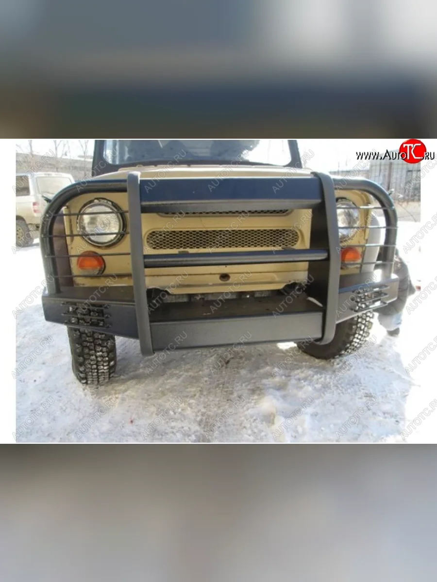Бампер передний Корсар Уаз 315195 Хантер (2003-2025) (С площадкой под лебедку и защитой фар)  в Перми Пермском крае