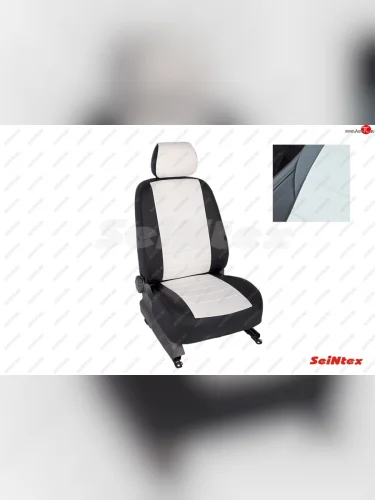 Чехлы для сидений Seintex (экокожа, 40/60) (Цвет: черный/белый) Volkswagen Polo  Mk5 6R,6C,61 (2009-2015) седан дорестайлинг