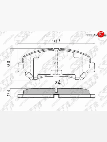 Комплект тормозных колодок SAT Nissan Qashqai +2 1 J10 дорестайлинг (2008-2010)