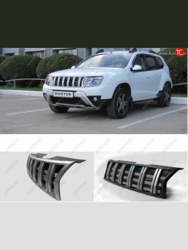 Решетка радиатора Next (цвет: Серебро с черным матовым) Renault Duster HS дорестайлинг (2010-2015)