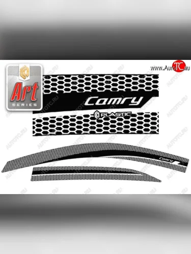 Дефлектора окон CA-Plastic (Серия Art черная) Toyota Camry XV40 рестайлинг (2009-2011)