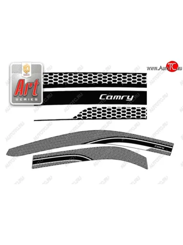 Дефлектора окон (EURO) CA-Plastic (Серия Art черная) Toyota Camry XV50 дорестайлинг (2011-2014)