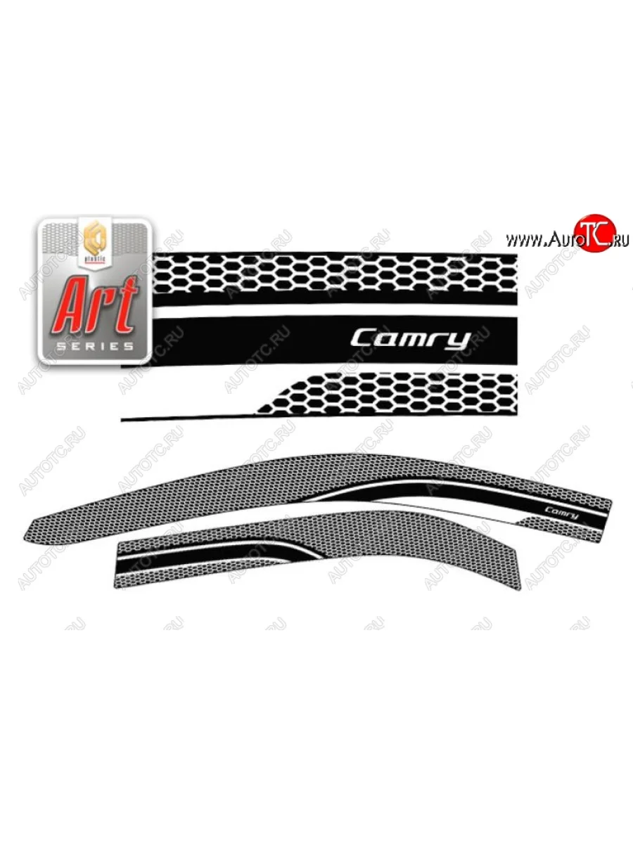 Дефлектора окон (USA) CA-Plastic Toyota Camry XV50 дорестайлинг (2011-2014) (Серия Art белая, Без хром.молдинга)  в Керчи Республика Крым