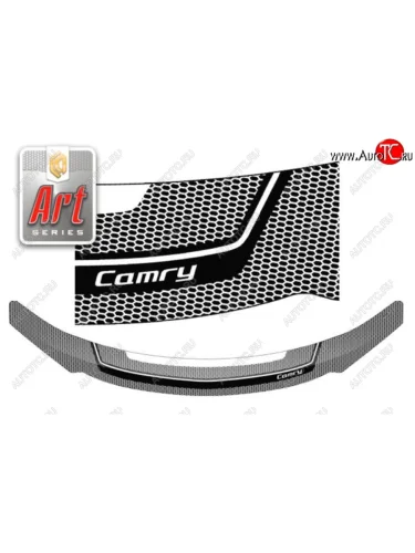 Дефлектор капота CA-Plastiс (Серия Art серебро) Toyota Camry XV55 1-ый рестайлинг (2014-2017)