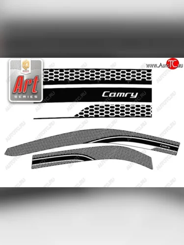 Дефлектора окон CA-Plastic (Серия Art черная) Toyota Camry  XV55 (2014-2018) 1-ый рестайлинг, 2-ой рестайлинг