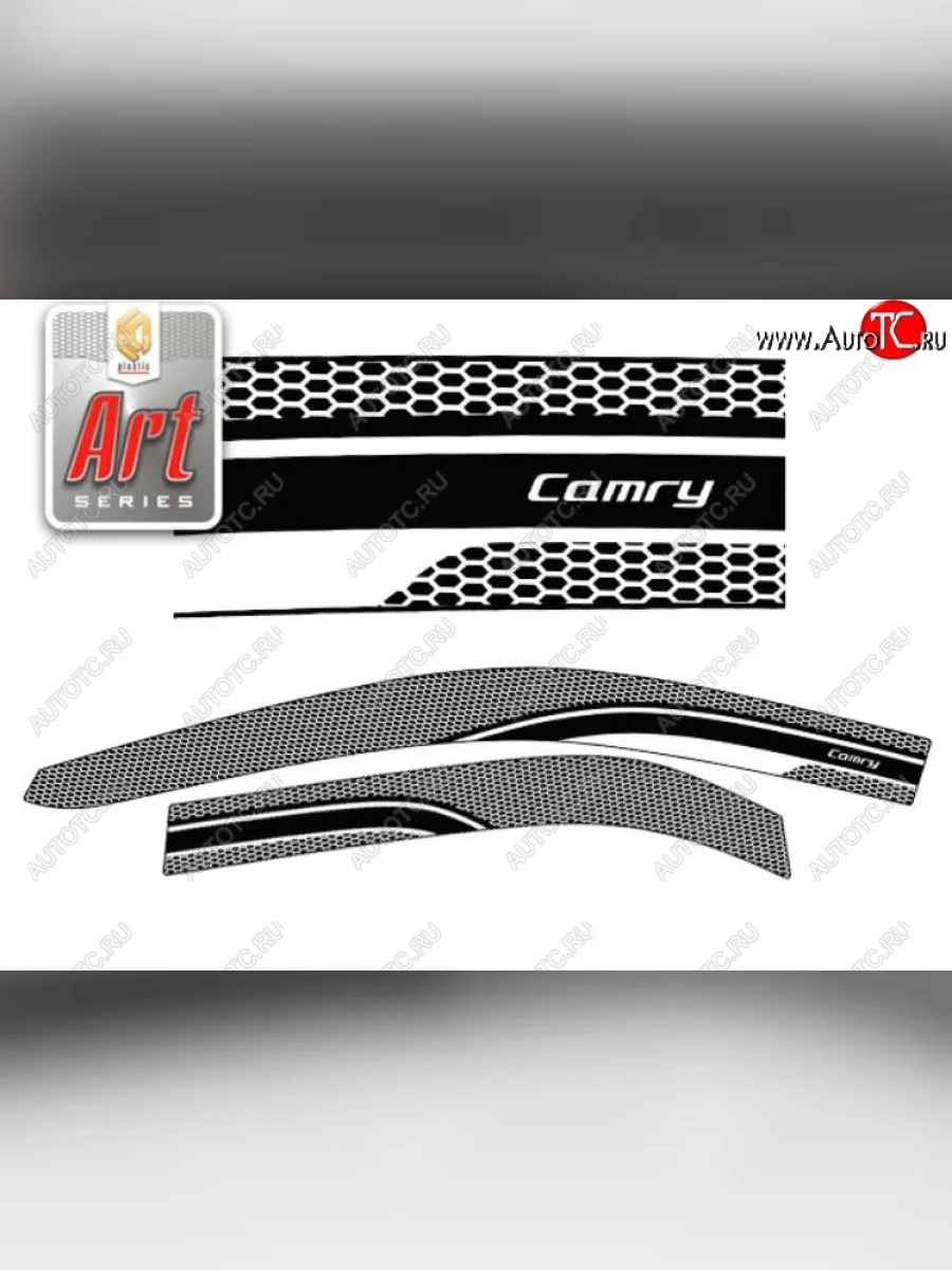 Дефлектора окон CA-Plastic  Toyota Camry (2014-2018) XV55 (Серия Art черная, Без хром.молдинга)  в Керчи Республика Крым