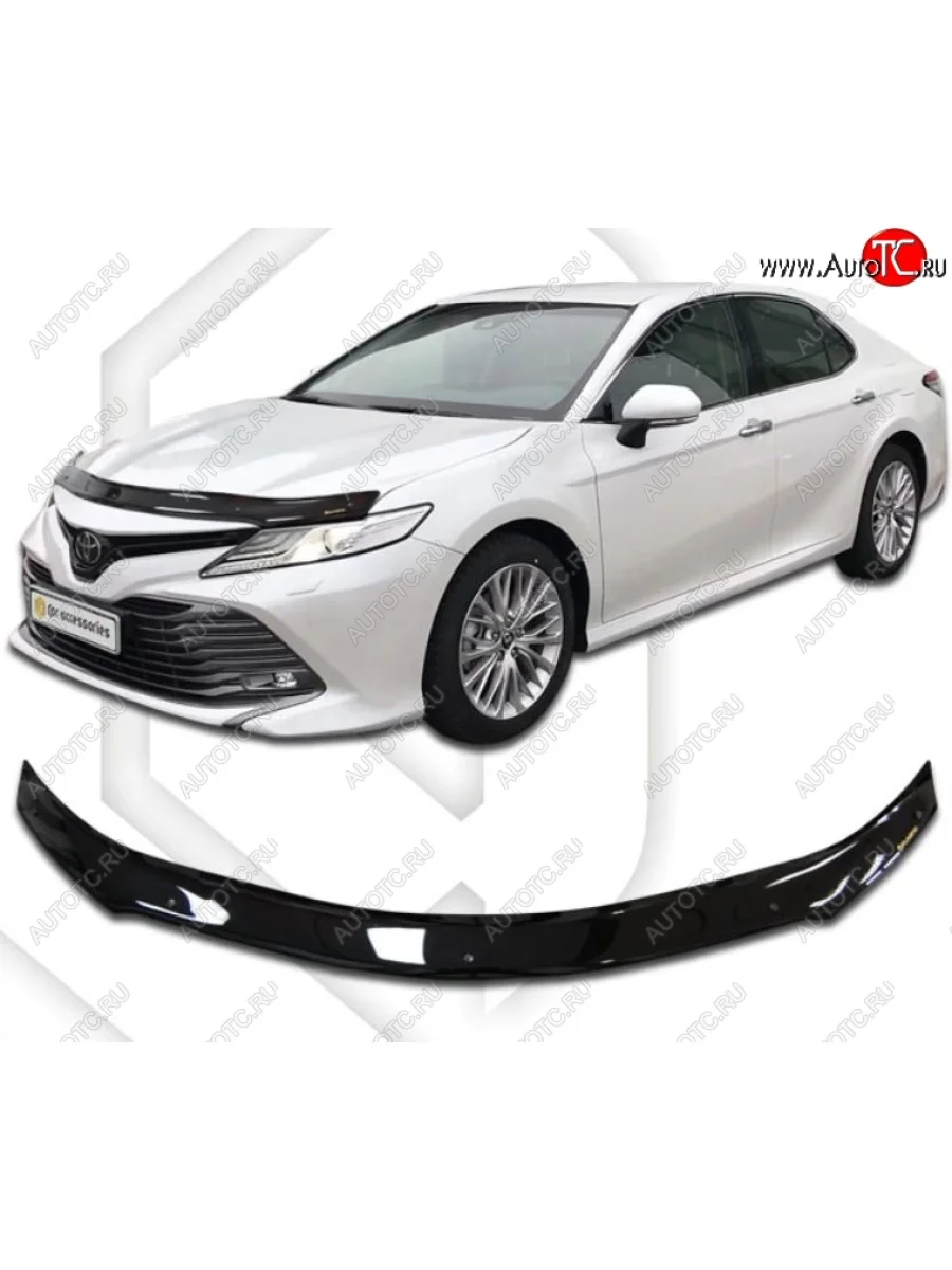 Дефлектор капота CA-Plastiс Toyota Camry XV70 дорестайлинг (2017-2021) (Classic черный, Без надписи)  в Керчи Республика Крым