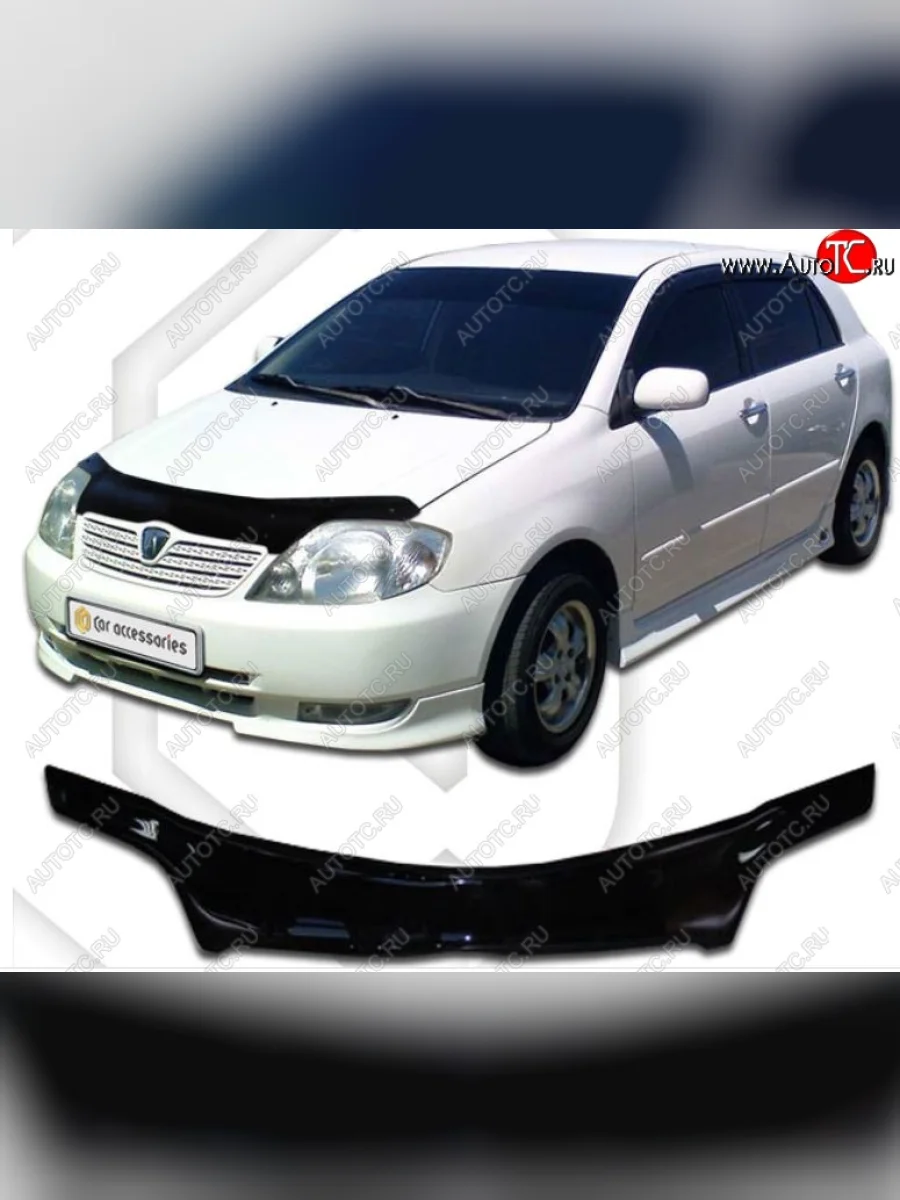 Дефлектор капота CA-Plastiс Toyota Corolla Runx E120 хэтчбэк 5 дв. дорестайлинг (1999-2002) (Classic черный, Без надписи)  в Самаре Самарской области