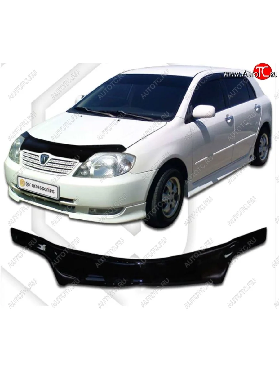 Дефлектор капота CA-Plastiс Toyota Allex E12# рестайлинг (2002-2004) (Classic черный, Без надписи)  в Воронеже Воронежской области
