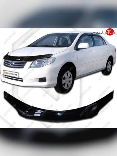 Дефлектор капота (E141) CA-Plastiс (Classic черный) Toyota Corolla Axio (E140) седан дорестайлинг (2006-2008)