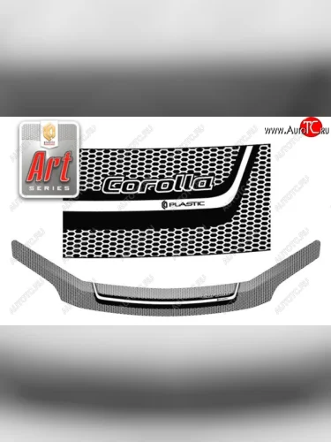 Дефлектор капота (E141) CA-Plastiс (Серия Art серебро) Toyota Corolla Axio (E140) седан дорестайлинг (2006-2008)