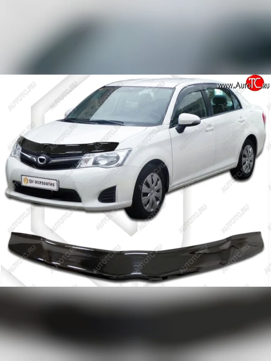 Дефлектор капота CA-Plastiс Toyota Corolla Axio (E160) седан дорестайлинг (2012-2016) (Classic черный, Без надписи)  в Керчи Республика Крым