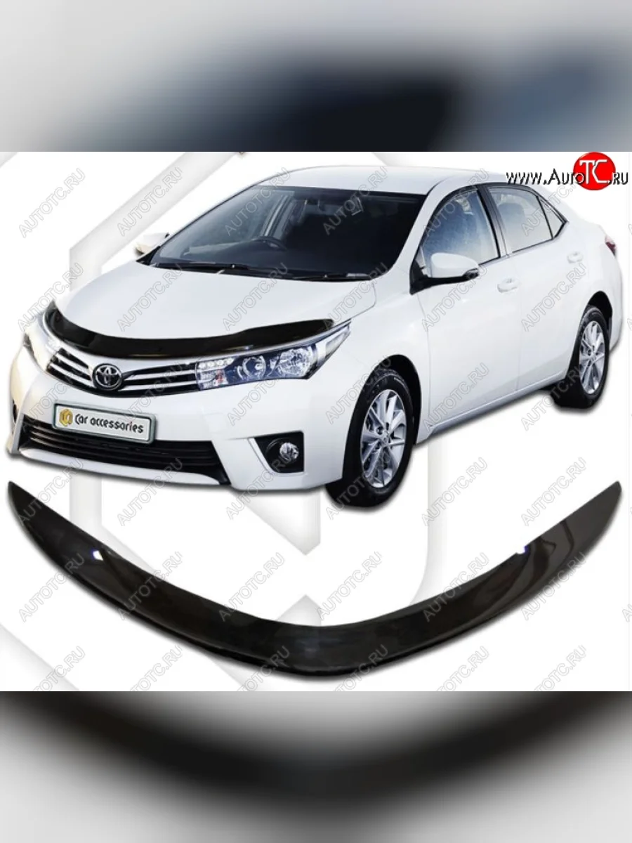 Дефлектор капота CA-Plastiс Toyota Corolla E180 рестайлинг (2016-2019) (Classic черный, Без надписи)  в Самаре Самарской области