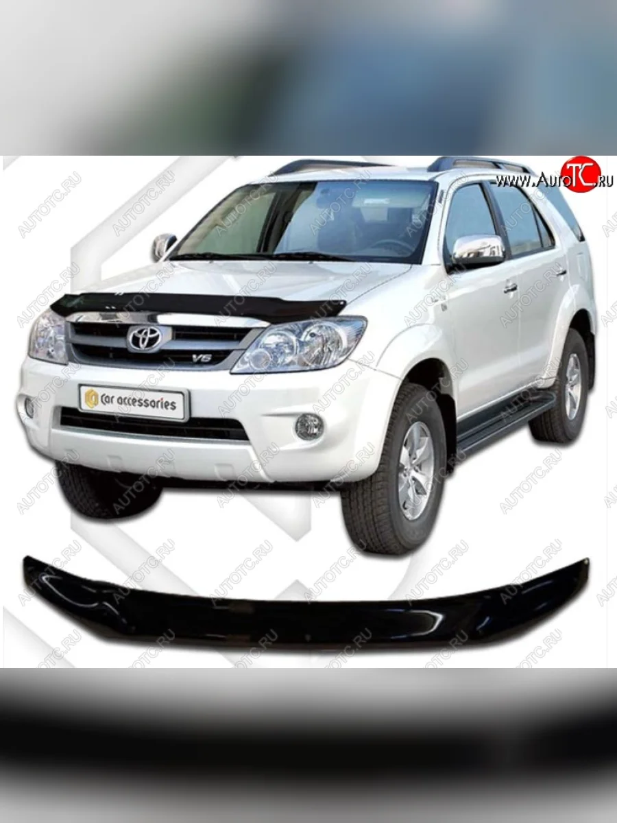 Дефлектор капота CA-Plastiс Toyota Fortuner AN50/AN60 дорестайлинг (2004-2008) (Classic черный, Без надписи)  в Самаре Самарской области
