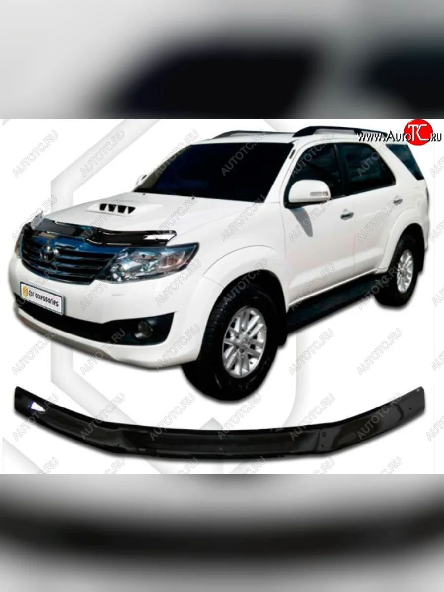 Дефлектор капота CA-Plastiс Toyota Fortuner AN50/AN60 2-ой рестайлинг (2011-2015) (Classic черный, Без надписи)  в Керчи Республика Крым