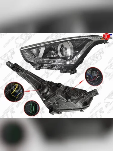 Левая передняя фара SAT (диодная, линза) Hyundai Creta GS рестайлинг (2019-2021)