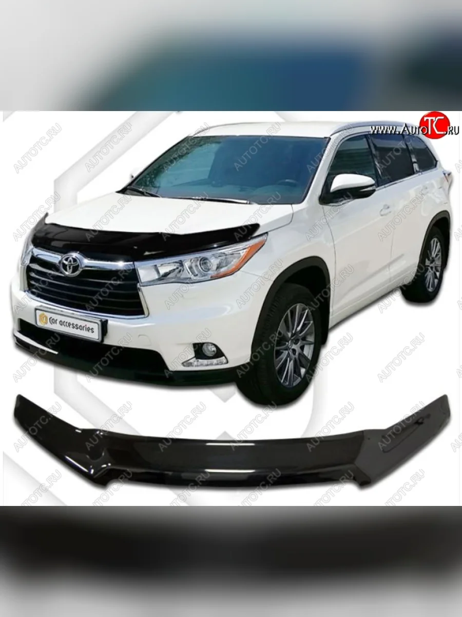 Дефлектор капота CA-Plastiс Toyota Highlander XU50 дорестайлинг (2013-2017) (Classic черный, Без надписи)  в Керчи Республика Крым