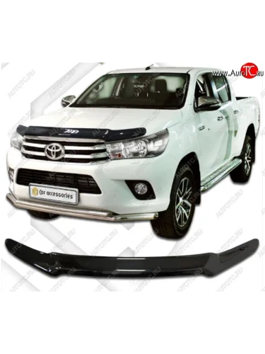 Дефлектор капота CA-Plastiс (Classic черный) Toyota Hilux AN120 1-ый рестайлинг (2017-2020)