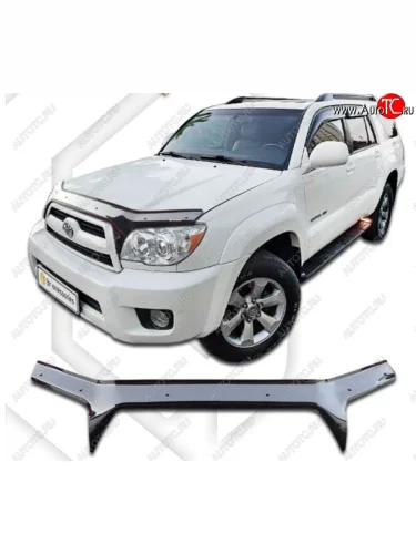 Дефлектор капота (GRN215W, TRN210W, TRN215W) CA-Plastiс (Classic черный) Toyota Hilux Surf N210 рестайлинг (2005-2009)